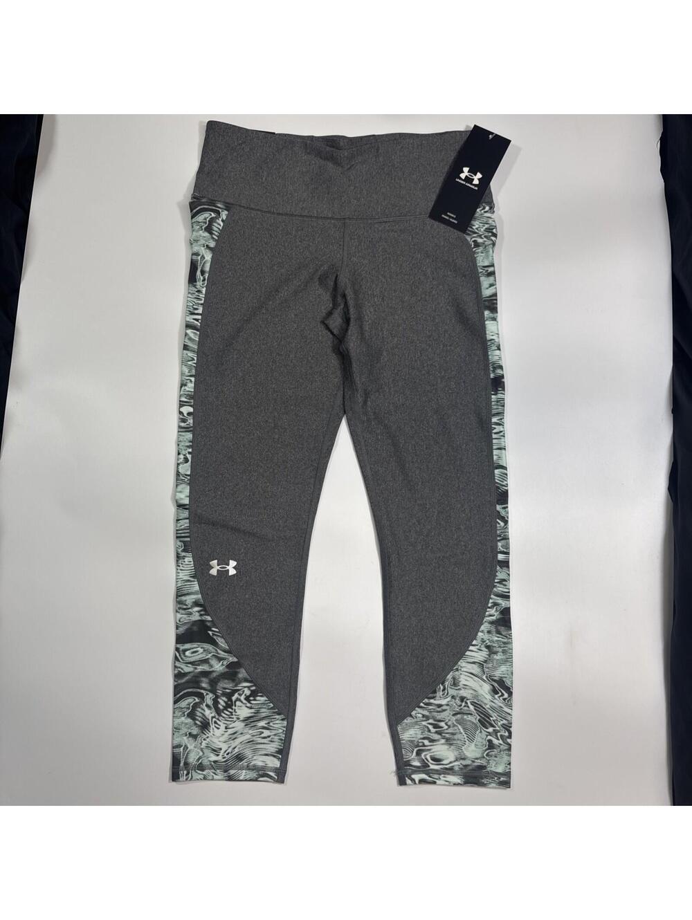 Under Armour HeatGear Small High Rise Leggings Women Compression Ankle Crop Gray